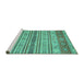 Sideview of Machine Washable Abstract Turquoise Modern Area Rugs, wshabs2665turq