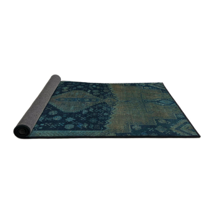 Sideview of Abstract Deep Teal Green Modern Rug, abs2666