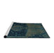 Sideview of Machine Washable Abstract Deep Teal Green Rug, wshabs2666