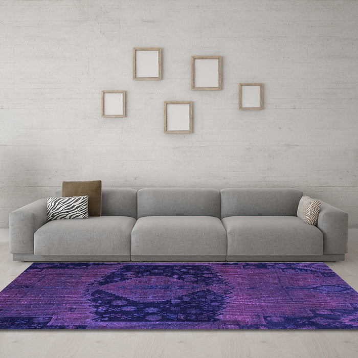 Machine Washable Abstract Purple Modern Area Rugs in a Living Room, wshabs2666pur