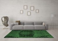 Machine Washable Abstract Emerald Green Modern Rug, wshabs2666emgrn