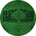 Round Abstract Green Modern Rug, abs2666grn