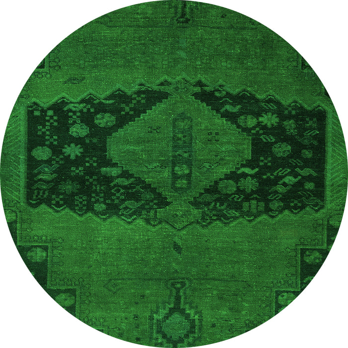 Round Machine Washable Abstract Green Modern Area Rugs, wshabs2666grn