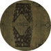 Round Abstract Brown Modern Rug, abs2666brn