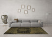 Machine Washable Abstract Brown Modern Rug in a Living Room,, wshabs2666brn