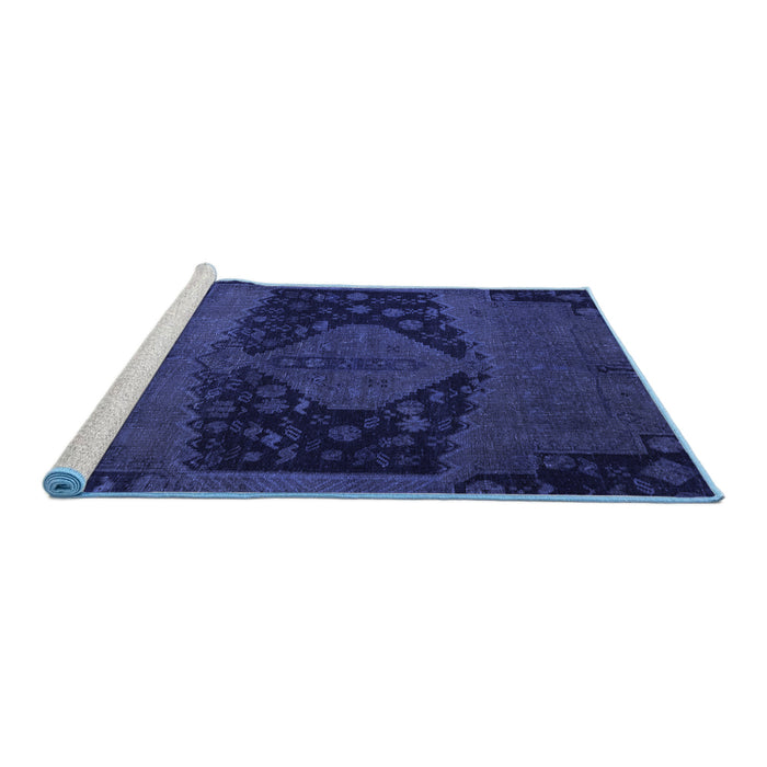 Sideview of Machine Washable Abstract Blue Modern Rug, wshabs2666blu