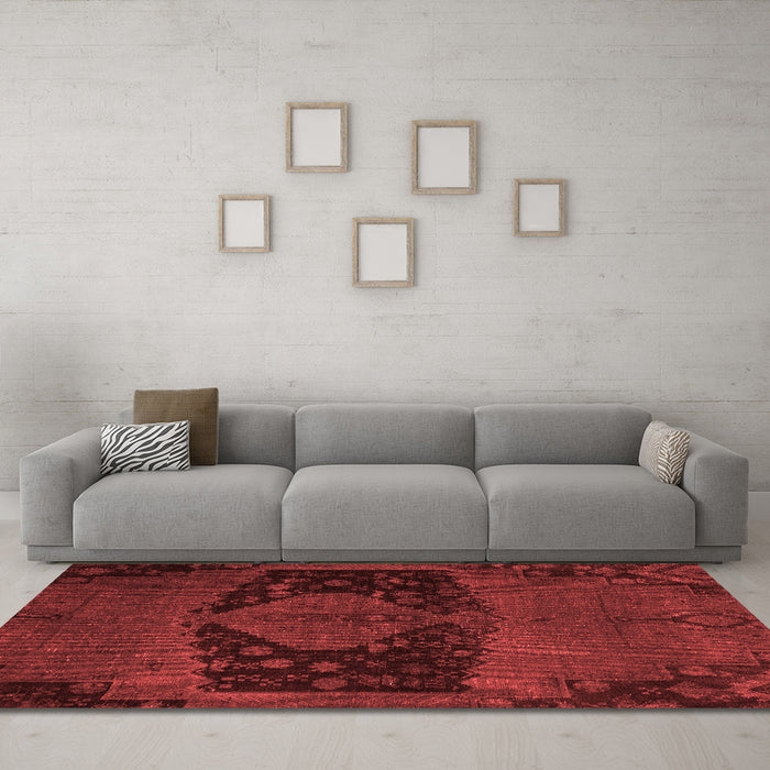 Modern Red Washable Rugs