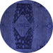 Round Machine Washable Abstract Blue Modern Rug, wshabs2666blu