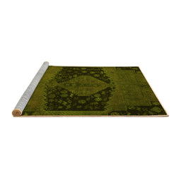 Sideview of Machine Washable Abstract Yellow Modern Rug, wshabs2666yw
