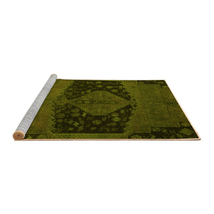 Sideview of Machine Washable Abstract Yellow Modern Rug, wshabs2666yw