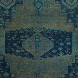 Square Machine Washable Abstract Deep Teal Green Rug, wshabs2666