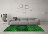 Machine Washable Abstract Green Modern Rug, wshabs2666grn