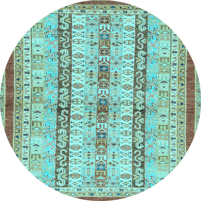 Round Abstract Light Blue Modern Rug, abs2667lblu