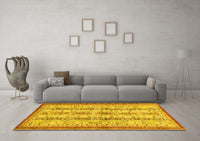 Machine Washable Abstract Yellow Modern Rug, wshabs2667yw