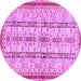 Round Machine Washable Abstract Purple Modern Area Rugs, wshabs2667pur