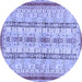 Round Machine Washable Abstract Blue Modern Rug, wshabs2667blu