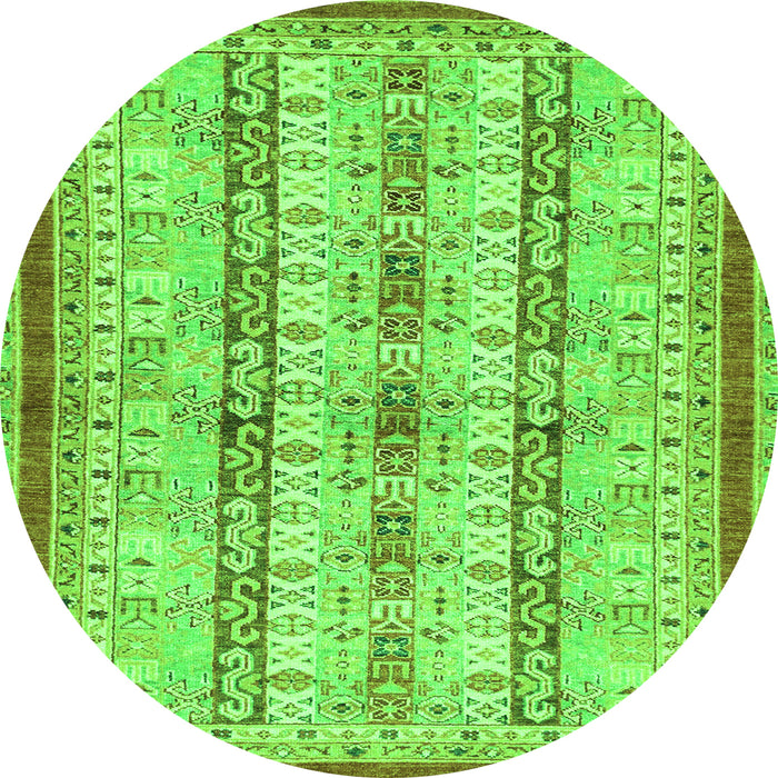 Round Abstract Green Modern Rug, abs2667grn