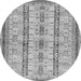 Round Machine Washable Abstract Gray Modern Rug, wshabs2667gry