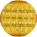 Round Machine Washable Abstract Yellow Modern Rug, wshabs2667yw