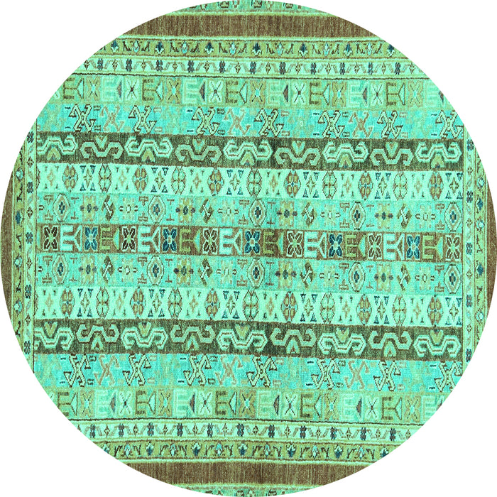 Round Machine Washable Abstract Turquoise Modern Area Rugs, wshabs2667turq