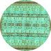 Round Machine Washable Abstract Turquoise Modern Area Rugs, wshabs2667turq