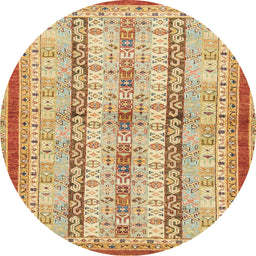 Round Machine Washable Abstract Orange Rug, wshabs2667