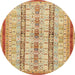 Round Abstract Orange Modern Rug, abs2667