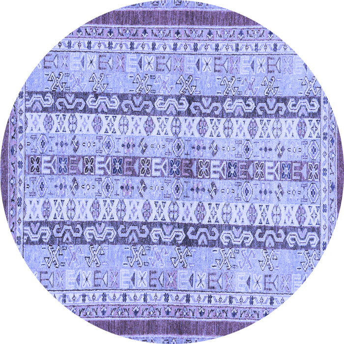 Round Abstract Blue Modern Rug, abs2667blu