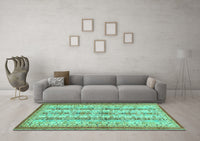 Machine Washable Abstract Turquoise Modern Rug, wshabs2667turq