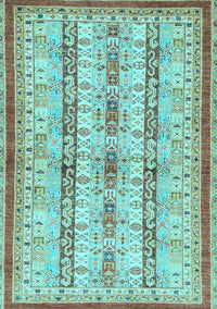 Abstract Light Blue Modern Rug, abs2667lblu