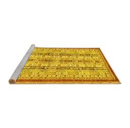Sideview of Machine Washable Abstract Yellow Modern Rug, wshabs2667yw