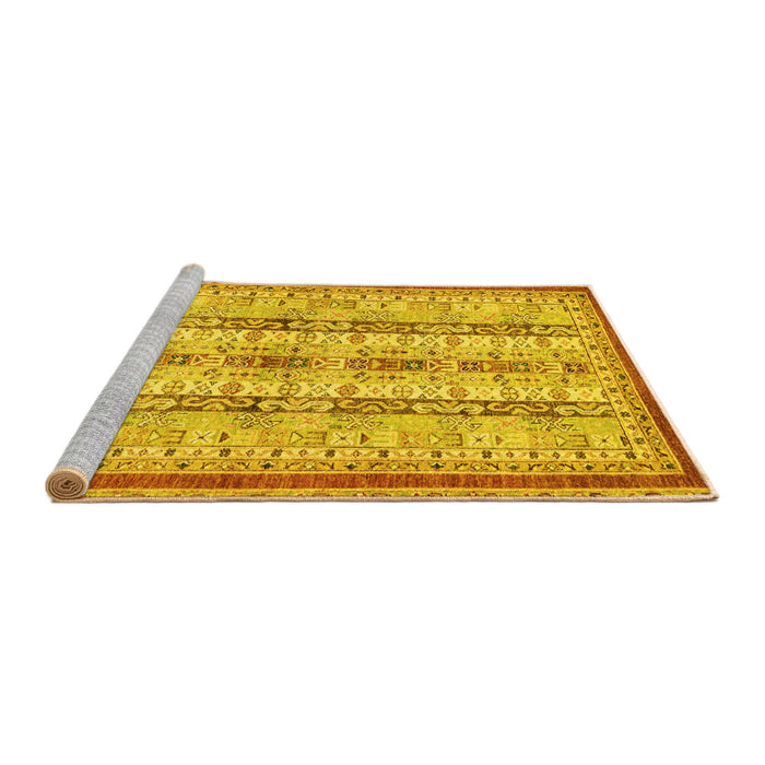 Sideview of Machine Washable Abstract Yellow Modern Rug, wshabs2667yw