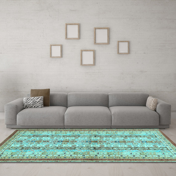 Machine Washable Abstract Light Blue Modern Rug in a Living Room, wshabs2667lblu