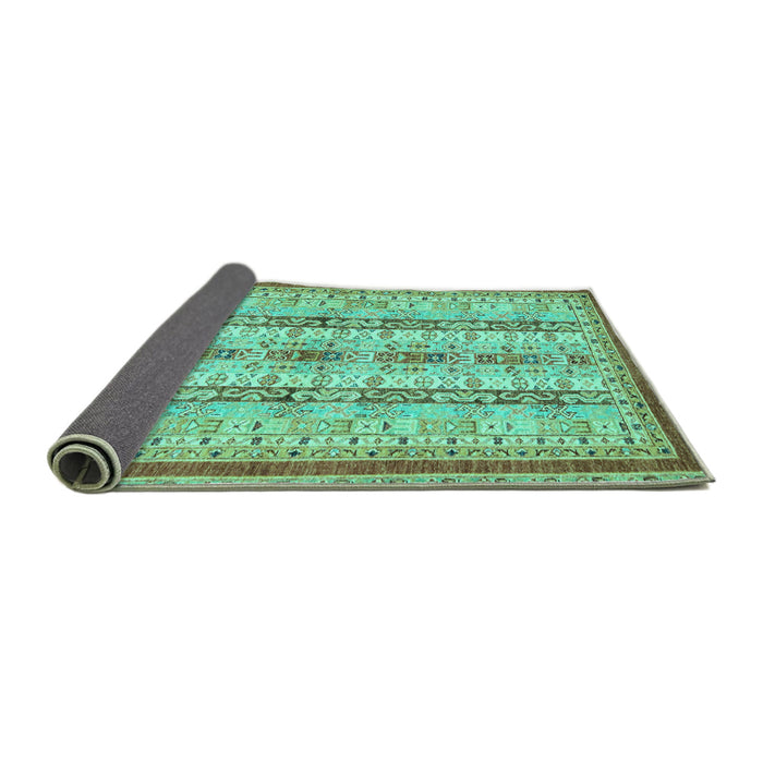 Sideview of Abstract Turquoise Modern Rug, abs2667turq