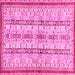 Square Machine Washable Abstract Pink Modern Rug, wshabs2667pnk