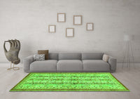 Machine Washable Abstract Green Modern Rug, wshabs2667grn