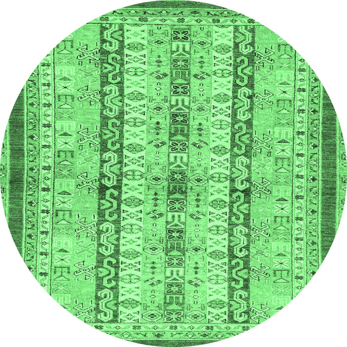 Round Abstract Emerald Green Modern Rug, abs2667emgrn