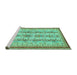 Sideview of Machine Washable Abstract Turquoise Modern Area Rugs, wshabs2667turq