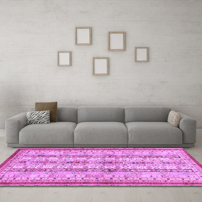 Machine Washable Abstract Purple Modern Area Rugs in a Living Room, wshabs2667pur