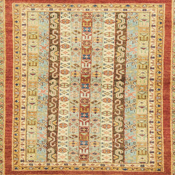 Square Machine Washable Abstract Orange Rug, wshabs2667