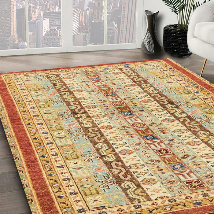 Machine Washable Abstract Orange Rug in a Family Room, wshabs2667