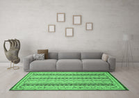 Machine Washable Abstract Emerald Green Modern Rug, wshabs2668emgrn