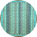 Round Machine Washable Abstract Light Blue Modern Rug, wshabs2668lblu