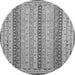 Round Machine Washable Abstract Gray Modern Rug, wshabs2668gry