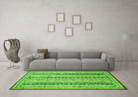 Machine Washable Abstract Green Modern Rug, wshabs2668grn