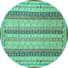 Round Abstract Turquoise Modern Rug, abs2668turq