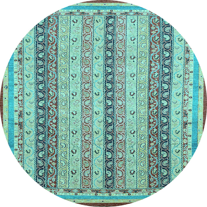 Round Abstract Light Blue Modern Rug, abs2668lblu