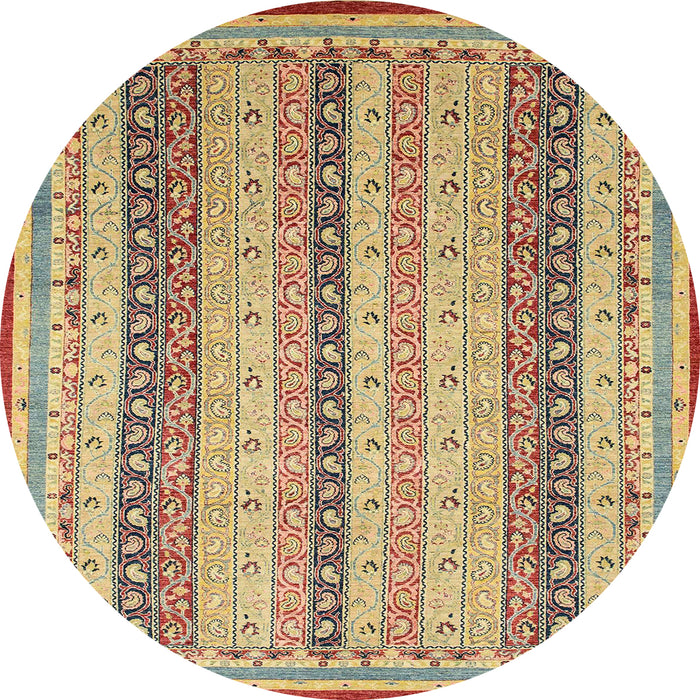 Round Machine Washable Abstract Yellow Rug, wshabs2668