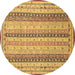 Round Abstract Brown Modern Rug, abs2668brn