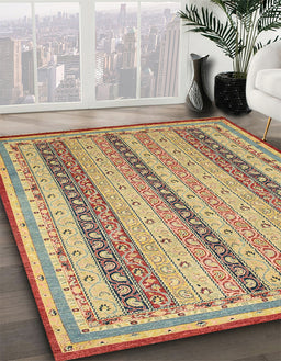 Machine Washable Abstract Yellow Rug in a Family Room, wshabs2668